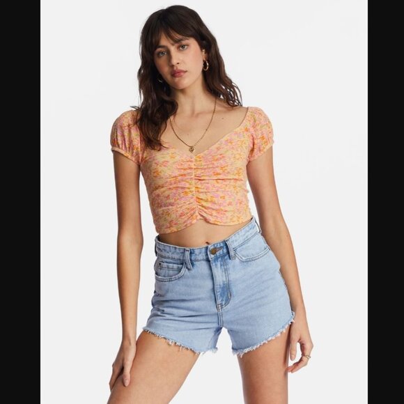 Billabong Pretty Sweet Crop Top Peach Punch S‎ - Picture 1 of 5